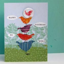 Happy Birthday Birds Badge Card by Lindsay Marsden