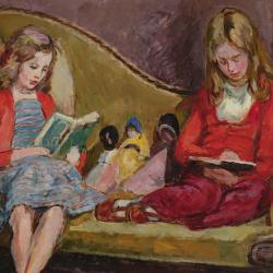 Henrietta & Amaryllis Garnett on Sickerts Sofa in Charleston Studio by Vanessa Bell