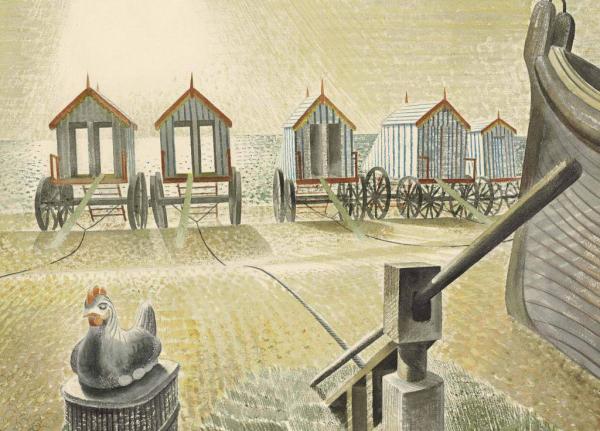 Aldeburgh Bathing Machines by Eric Ravilious