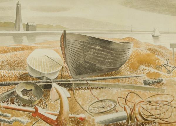 Anchor and Boats, Rye by Eric Ravilious