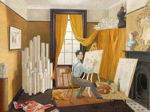 Edward Bawden Working in His Studio by Eric Ravilious