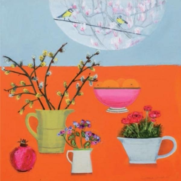 Very Orange with Blue Tits and Magnolia by Emma Dunbar